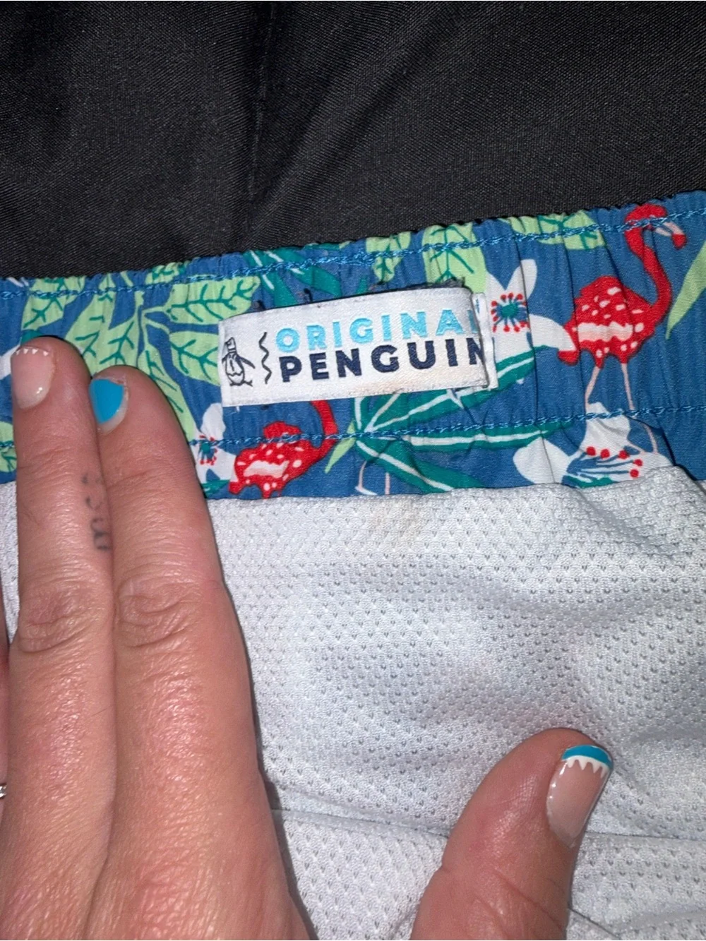 Original Penguin Navy Floral & Flamingo Swim Shorts